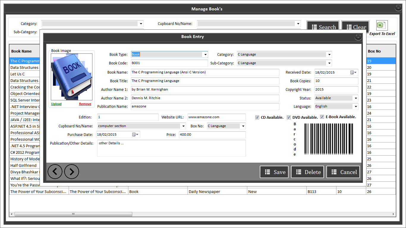 Library Management System Software with book entry